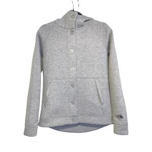 The North Face Women’s Gray Hooded Full Snap Jacket M Stretch Fleece Blend